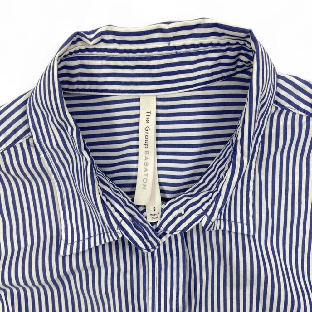 Group Babaton Aritzia Blue Pin Stripe Button Cotton Top Shirt Women's Small S - Picture 4 of 10